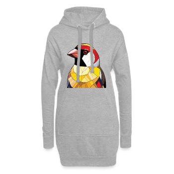 Stieglitz Buntes Aquarell Tier Illustration - Hoodie-Kleid - Grau meliert - Vorne