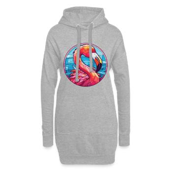 Flamingo Bunte Aquarell-Tierillustration - Hoodie-Kleid - Grau meliert - Vorne