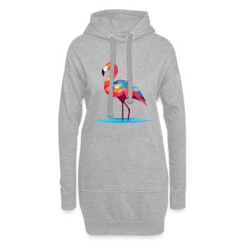 Flamingo Bunte Aquarell-Tierillustration - Hoodie-Kleid - Grau meliert - Vorne