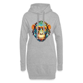 Affe Buntes Aquarell Tier Haustier Illustration - Hoodie-Kleid - Grau meliert - Vorne