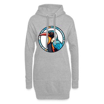 Magpie Aquarelle colorée Animal Animal Illustration - Sweat-shirt à capuche long Femme - gris chiné - Devant
