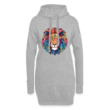 Lion Aquarelle colorée Animal Animal Illustration - Sweat-shirt à capuche long Femme - gris chiné - Devant