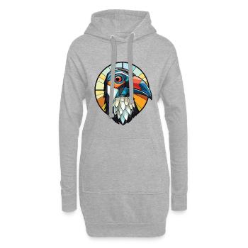 Magpie Aquarelle colorée Animal Animal Illustration - Sweat-shirt à capuche long Femme - gris chiné - Devant