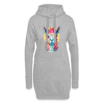 Lamas Bunte Aquarell-Tier-Haustier-Illustration - Hoodie-Kleid - Grau meliert - Vorne