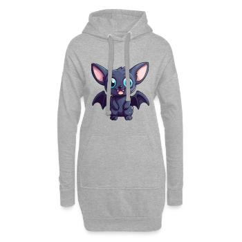 Fledermaus Niedliche Karikatur Kawaii Aquarellillustration - Hoodie-Kleid - Grau meliert - Vorne