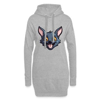 Fledermaus-Cartoon-Kawaii-Aquarell-Illustration - Hoodie-Kleid - Grau meliert - Vorne
