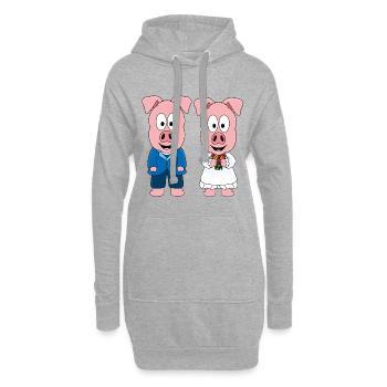 HOCHZEIT - BRAUTPAAR - LIEBE - SCHWEINE - SCHWEIN - Hoodie-Kleid - Grau meliert - Vorne