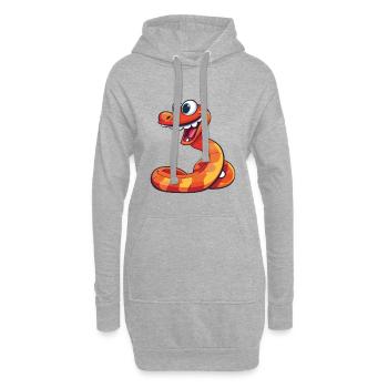 Cobra Cartoon Kawaii Aquarelle Illustration - Sweat-shirt à capuche long Femme - gris chiné - Devant
