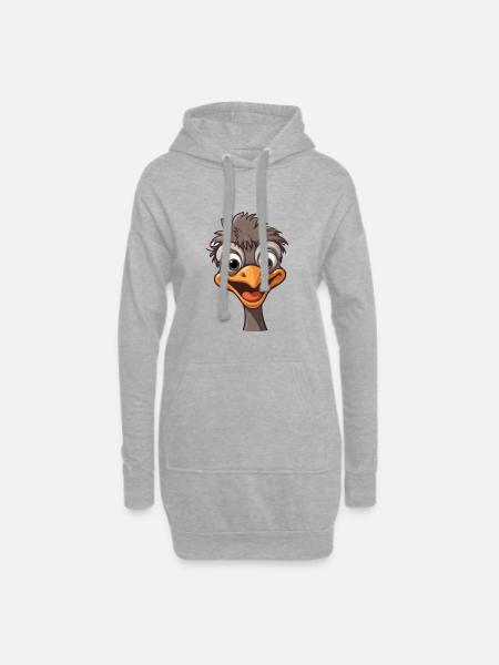 Emu-Karikatur-Kawaii-Aquarell-Illustration - Hoodie-Kleid - Grau meliert