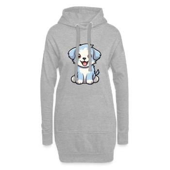 baby hund karikatur kawaii aquarell illustration - Hoodie-Kleid - Grau meliert - Vorne