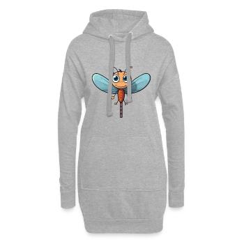 Libellenkarikatur Kawaii Aquarellillustration - Hoodie-Kleid - Grau meliert - Vorne