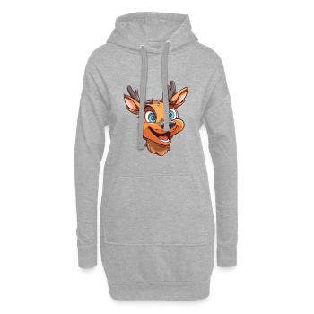 Deer Cartoon Kawaii Aquarelle Illustration - Sweat-shirt à capuche long Femme - gris chiné - Devant