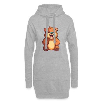 Bear Cartoon Kawaii Aquarelle Illustration - Sweat-shirt à capuche long Femme - gris chiné - Devant
