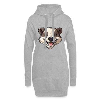 Blaireau Mignon Dessin Animé Kawaii Aquarelle Illustration - Sweat-shirt à capuche long Femme - gris chiné - Devant