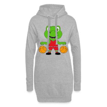BASKETBALL - SPORT - DINO - DINOSAURIER - KINDER - Hoodie-Kleid - Grau meliert - Vorne