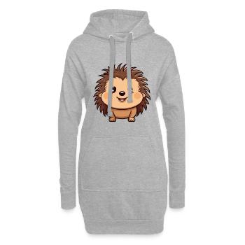 Hérisson Cartoon Kawaii Aquarelle Illustration - Sweat-shirt à capuche long Femme - gris chiné - Devant