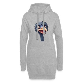 Straußenkarikatur Kawaii Aquarellillustration - Hoodie-Kleid - Grau meliert - Vorne
