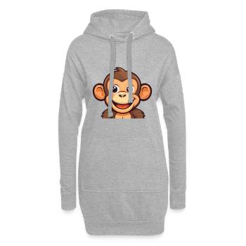 Monkey Cartoon Kawaii Watercolor Illustration - Hoodie Dress - heather grey - Front