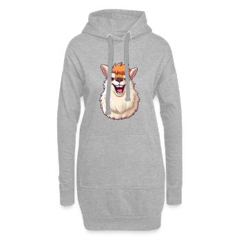 Llama Cartoon Kawaii Aquarelle Illustration - Sweat-shirt à capuche long Femme - gris chiné - Devant