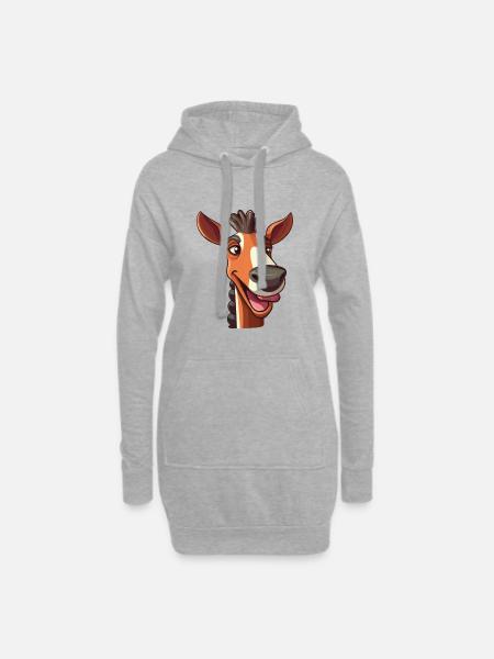 okapi Karikatur Kawaii Aquarell Illustration - Hoodie-Kleid - Grau meliert