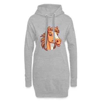 Dessin animé de cheval Kawaii Aquarelle Illustration - Sweat-shirt à capuche long Femme - gris chiné - Devant