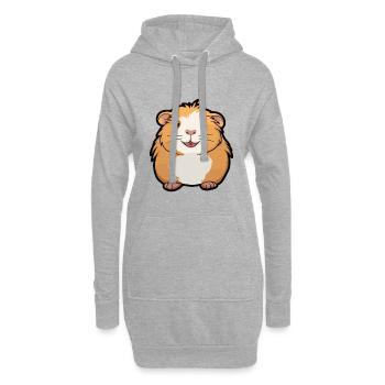 Cochon d’Inde Cartoon Kawaii Aquarelle Illustration - Sweat-shirt à capuche long Femme - gris chiné - Devant