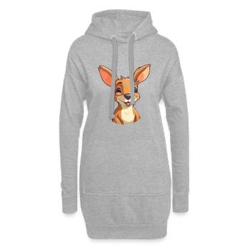 kangourou Cartoon Kawaii Aquarelle Illustration - Sweat-shirt à capuche long Femme - gris chiné - Devant