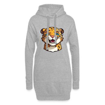 Jaguar Cartoon Kawaii Aquarelle Illustration - Sweat-shirt à capuche long Femme - gris chiné - Devant