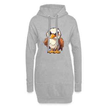 Hawk Cartoon Kawaii Aquarelle Illustration - Sweat-shirt à capuche long Femme - gris chiné - Devant