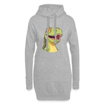 Iguane Cartoon Kawaii Aquarelle Illustration - Sweat-shirt à capuche long Femme - gris chiné - Devant
