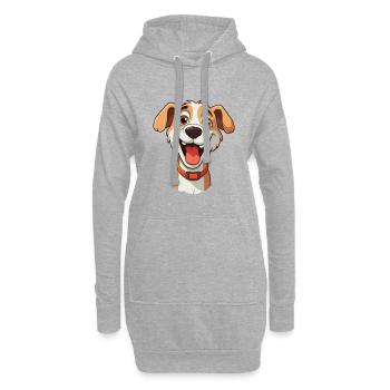 Drôle de chien Cartoon Kawaii Aquarelle Illustration - Sweat-shirt à capuche long Femme - gris chiné - Devant