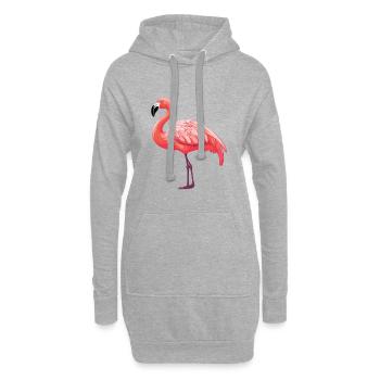 Flamingo-Karikatur Kawaii Aquarell-Illustration - Hoodie-Kleid - Grau meliert - Vorne