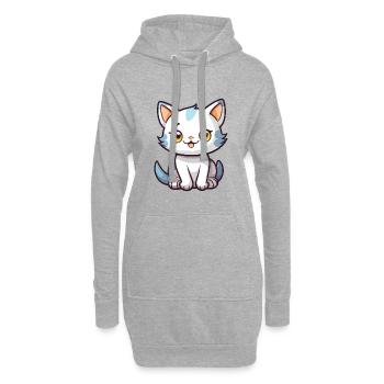 Babykatze Karikatur Kawaii Aquarellillustration - Hoodie-Kleid - Grau meliert - Vorne