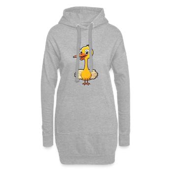 Kranich-Karikatur-Kawaii-Aquarell-Illustration - Hoodie-Kleid - Grau meliert - Vorne