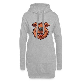 Boar Cartoon Kawaii Aquarelle Illustration - Sweat-shirt à capuche long Femme - gris chiné - Devant