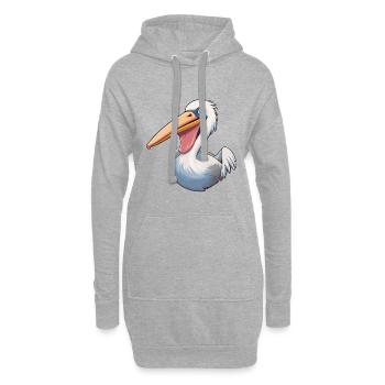 Pelican Cartoon Kawaii Aquarelle Illustration - Sweat-shirt à capuche long Femme - gris chiné - Devant