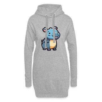 Tapir Cartoon Kawaii Aquarelle Illustration - Sweat-shirt à capuche long Femme - gris chiné - Devant