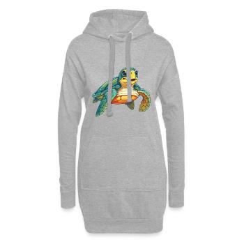 Sea Turtle Cartoon Kawaii Aquarelle Illustration - Sweat-shirt à capuche long Femme - gris chiné - Devant
