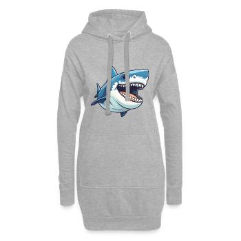 Shark Cartoon Kawaii Aquarelle Illustration - Sweat-shirt à capuche long Femme - gris chiné - Devant