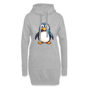 pingouin Cartoon Kawaii Aquarelle Illustration - Sweat-shirt à capuche long Femme - gris chiné - Devant