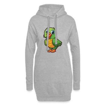 Papageien-Karikatur-Kawaii-Aquarell-Illustration - Hoodie-Kleid - Grau meliert - Vorne