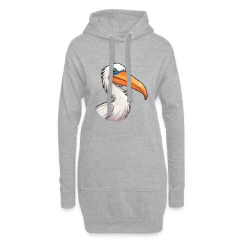 Pelican Cartoon Kawaii Aquarelle Illustration - Sweat-shirt à capuche long Femme - gris chiné - Devant