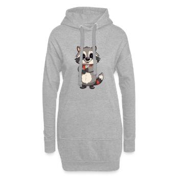 Racoon Cartoon Kawaii Aquarelle Illustration - Sweat-shirt à capuche long Femme - gris chiné - Devant