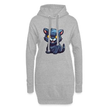 Panther Cartoon Kawaii Aquarelle Illustration - Sweat-shirt à capuche long Femme - gris chiné - Devant