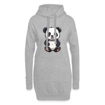 Panda Cartoon Kawaii Aquarelle Illustration - Sweat-shirt à capuche long Femme - gris chiné - Devant