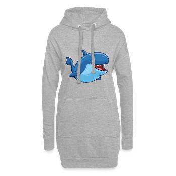 Wal-Karikatur-Kawaii-Aquarell-Illustration - Hoodie-Kleid - Grau meliert - Vorne