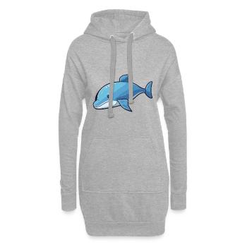 Blauwal-Karikatur-Kawaii-Aquarell-Illustration - Hoodie-Kleid - Grau meliert - Vorne