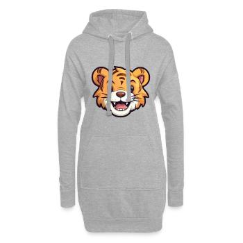 Tiger-Karikatur-Kawaii-Aquarell-Illustration - Hoodie-Kleid - Grau meliert - Vorne
