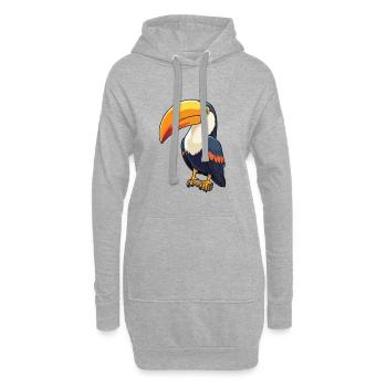 Tukan-Karikatur-Kawaii-Aquarell-Illustration - Hoodie-Kleid - Grau meliert - Vorne