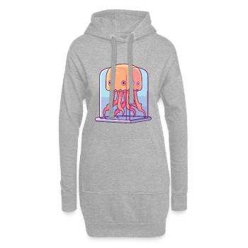 Kastenquallen-Karikatur Kawaii Bunte Illustration - Hoodie-Kleid - Grau meliert - Vorne